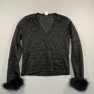 R-Wear Rampage Clothing Co Made in USA Womens Black Long Sleeve Sheer Top Sz‎ M